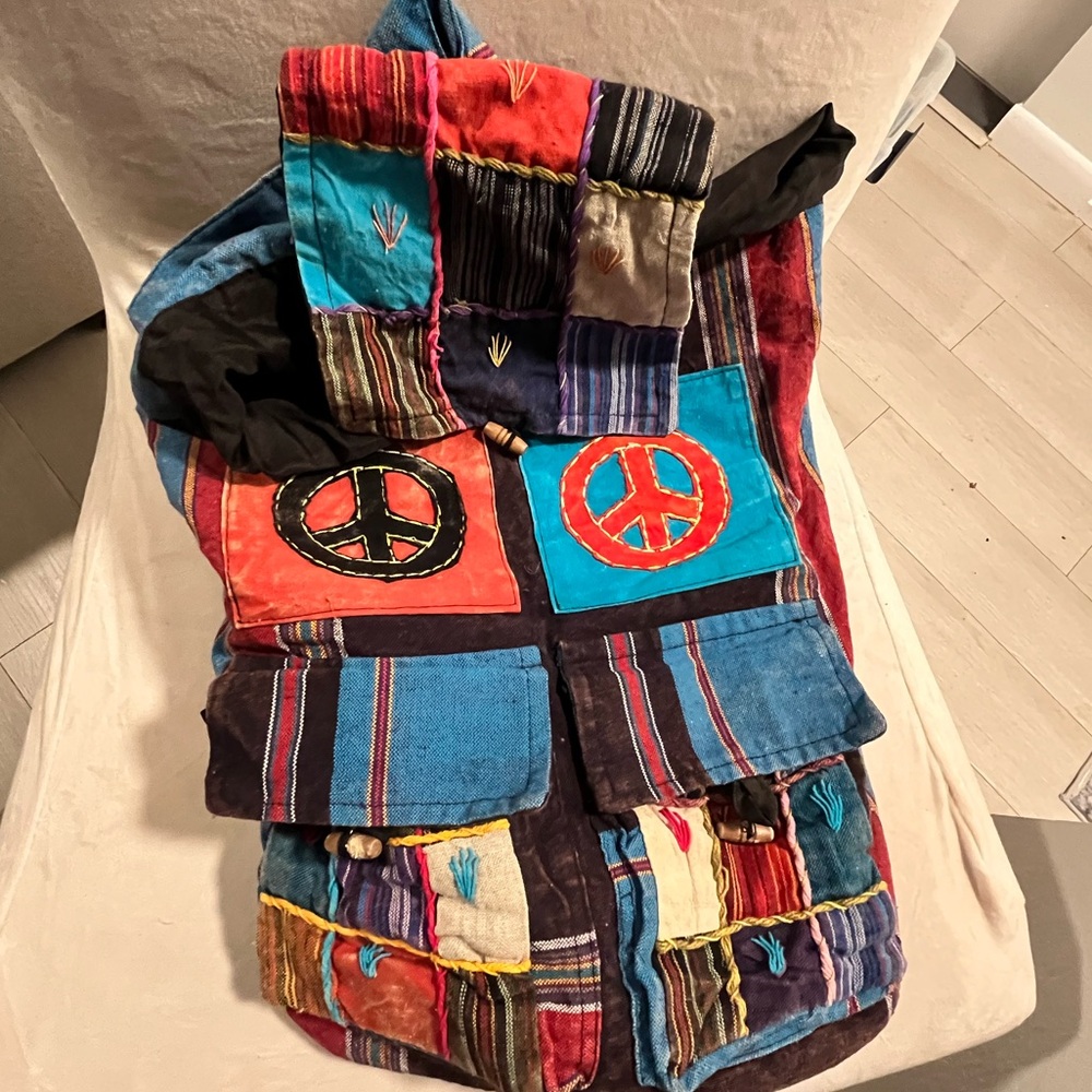 Patchwork‎ Peace Sign Backpack 100% cotton